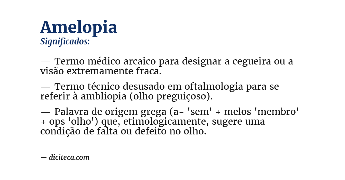 Significado de amelopia