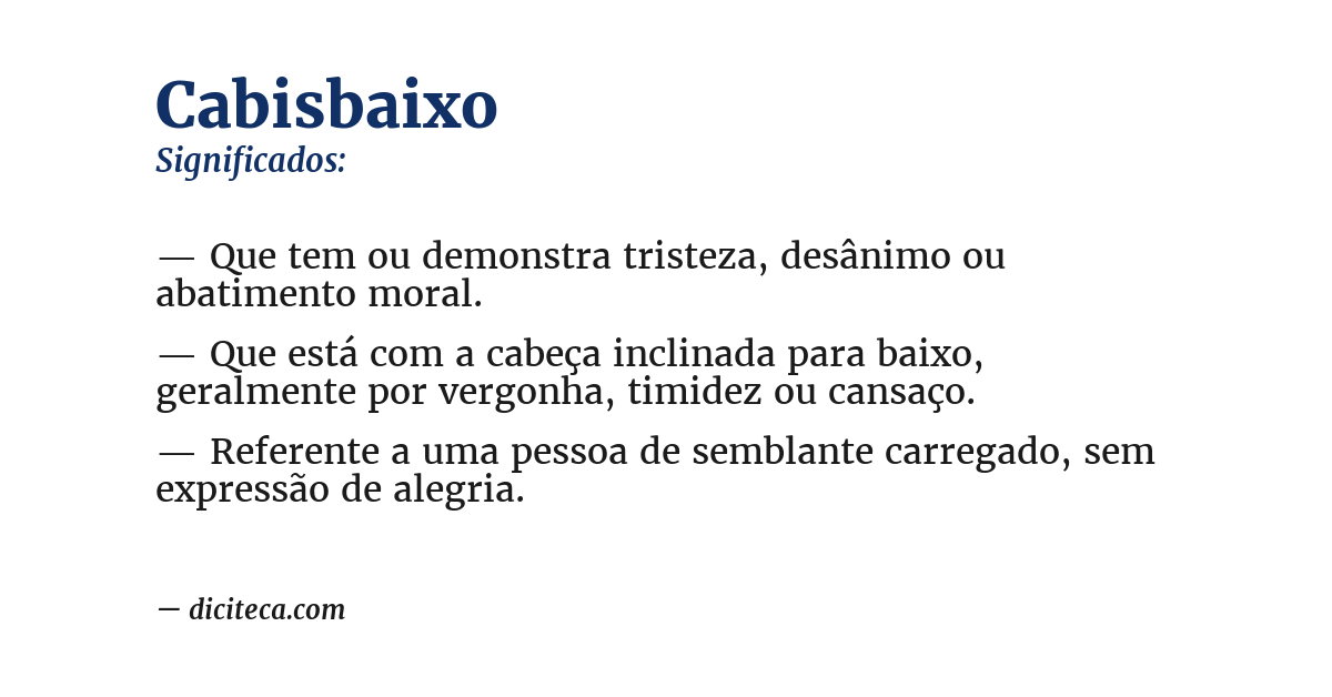 Significado de cabisbaixo