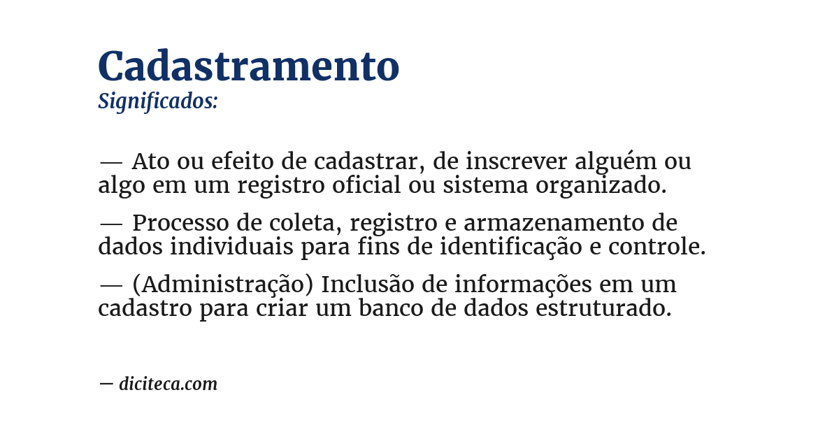 Significado de cadastramento