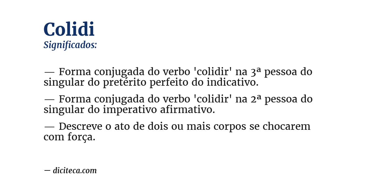 Significado de colidi