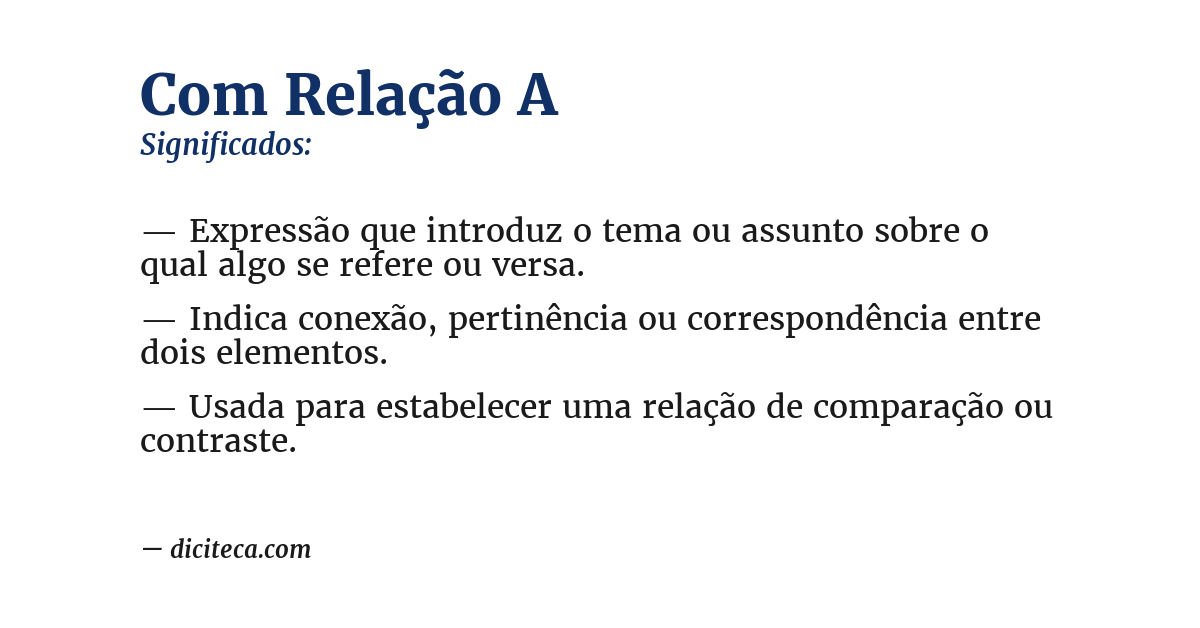 Significado de com relação a