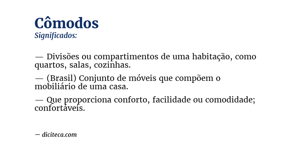 Significado de cômodos
