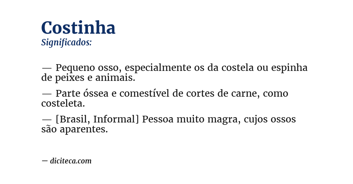 Significado de costinha