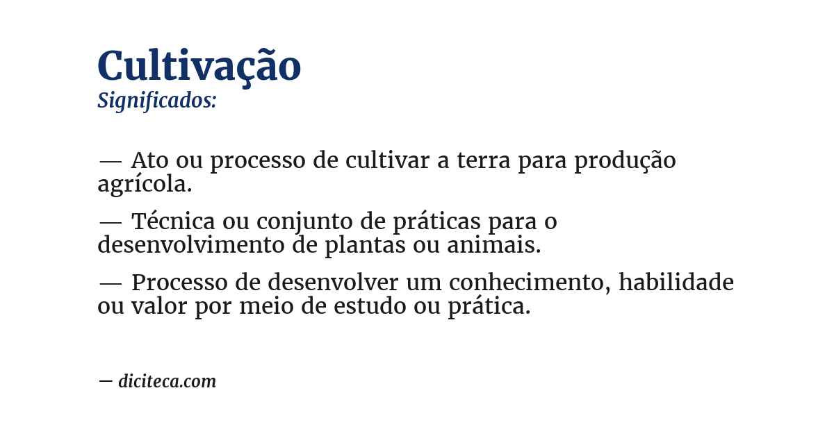 Significado de cultivação
