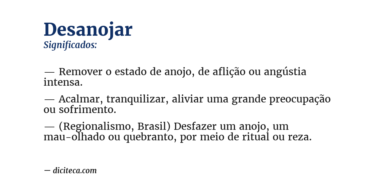Significado de desanojar