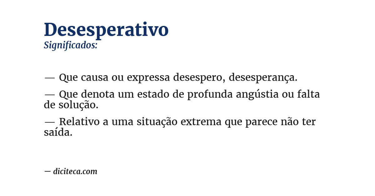 Significado de desesperativo