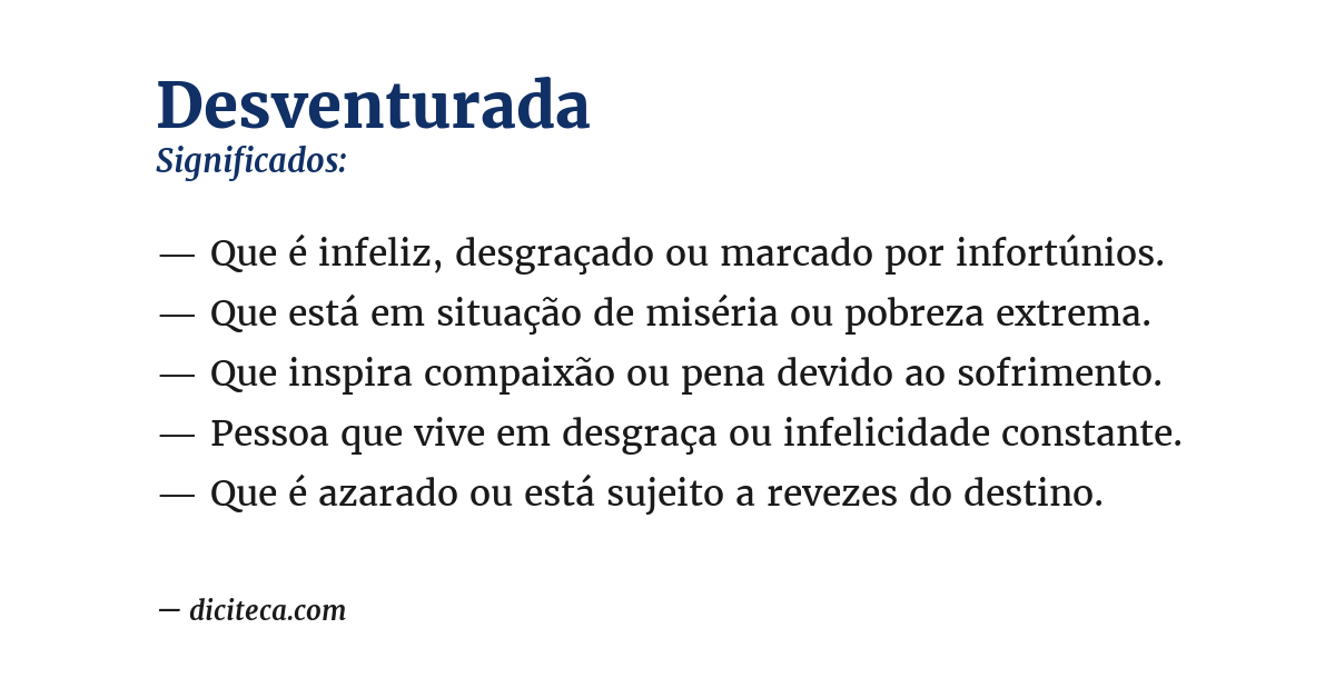 Significado de desventurada