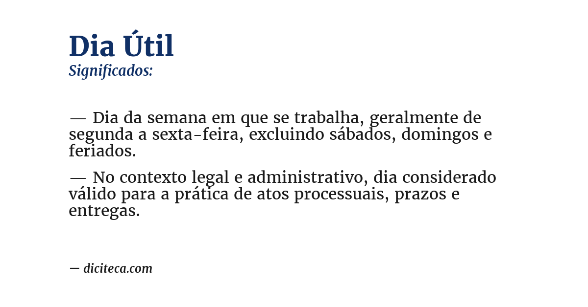 Significado de dia útil