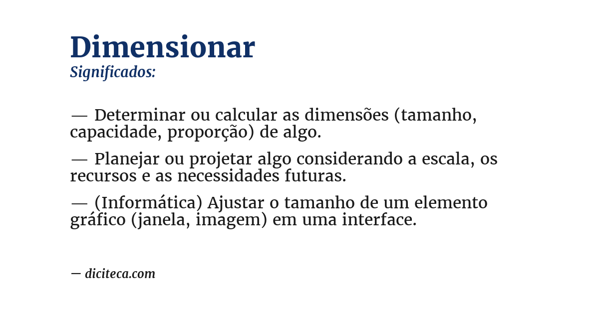Significado de dimensionar