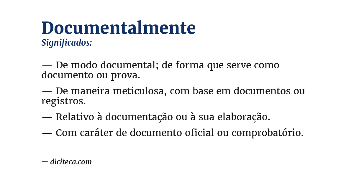 Significado de documentalmente