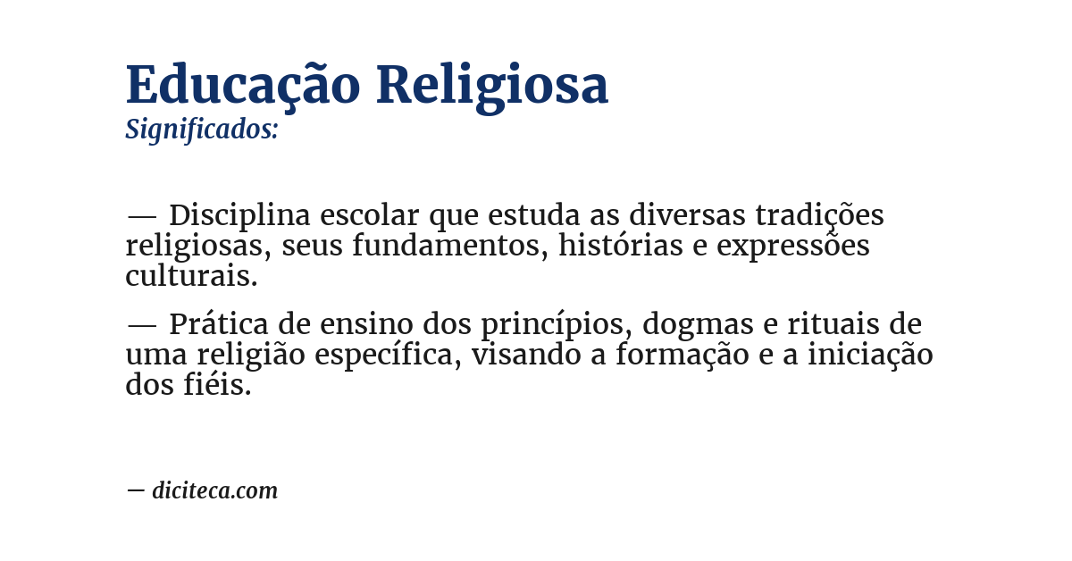 Significado de educação religiosa