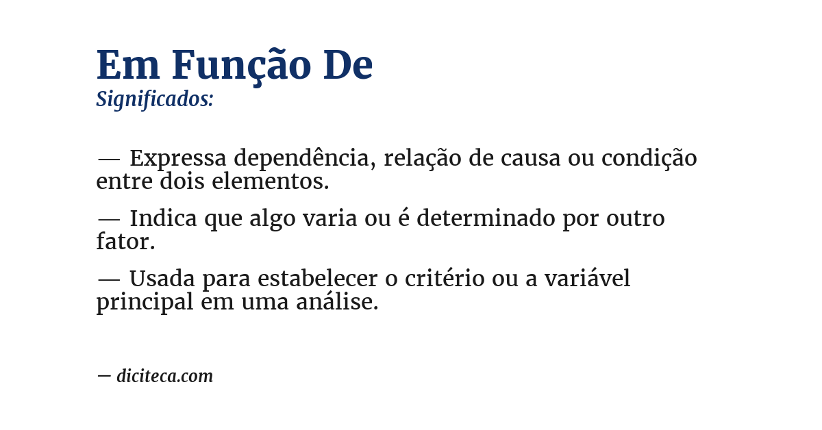 Significado de em função de