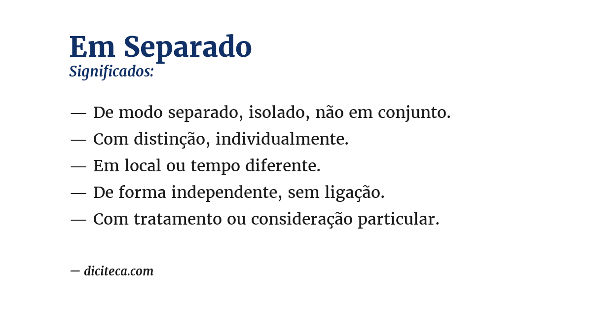 Significado de em separado