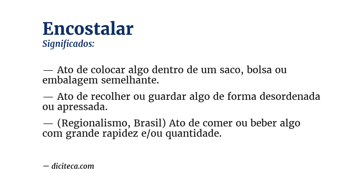 Significado de encostalar