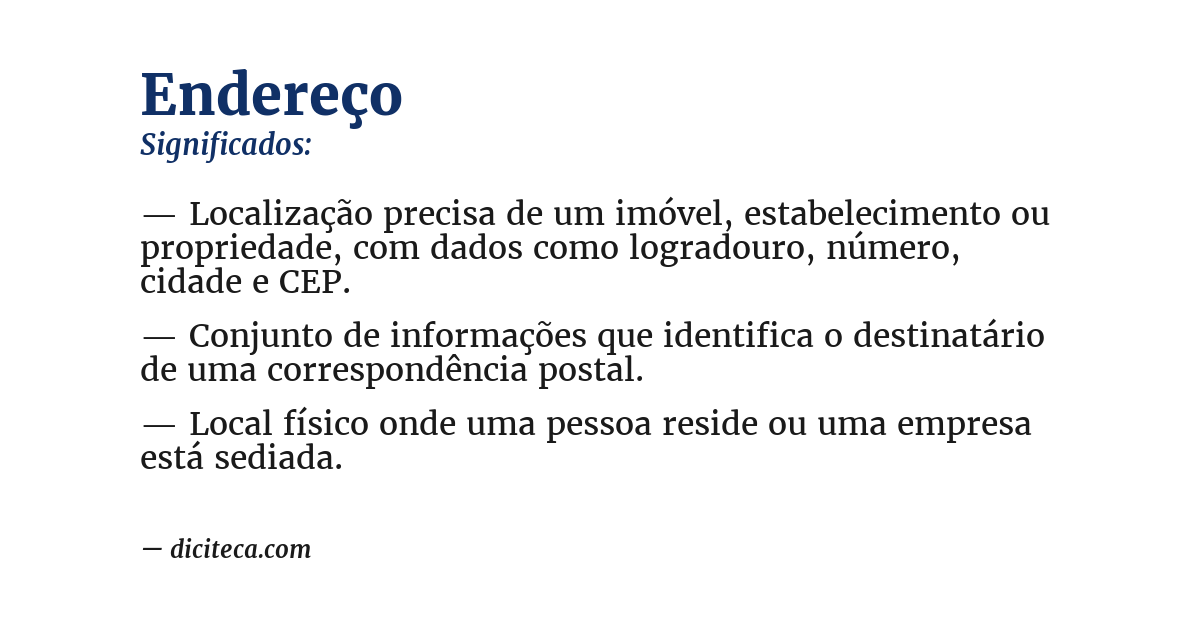 Significado de endereço