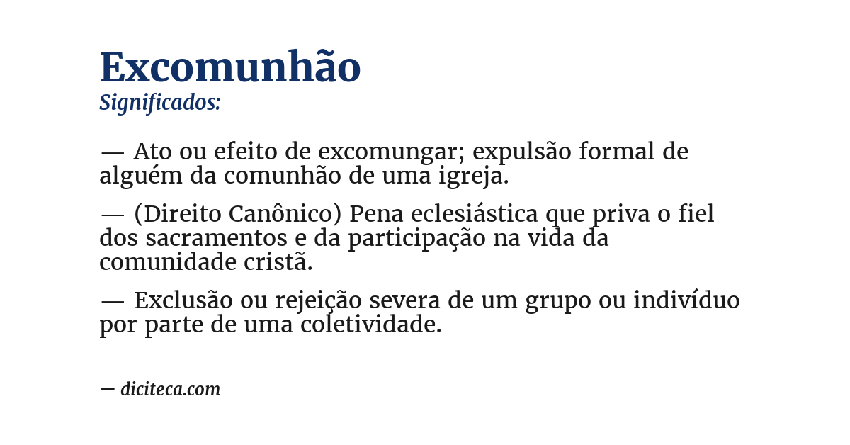 Significado de excomunhão