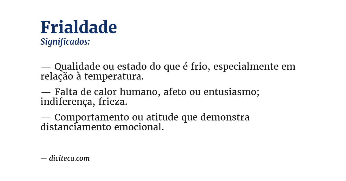 Significado de frialdade