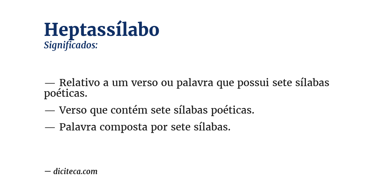 Significado de heptassílabo