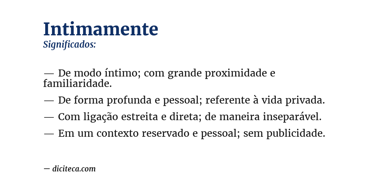 Significado de intimamente
