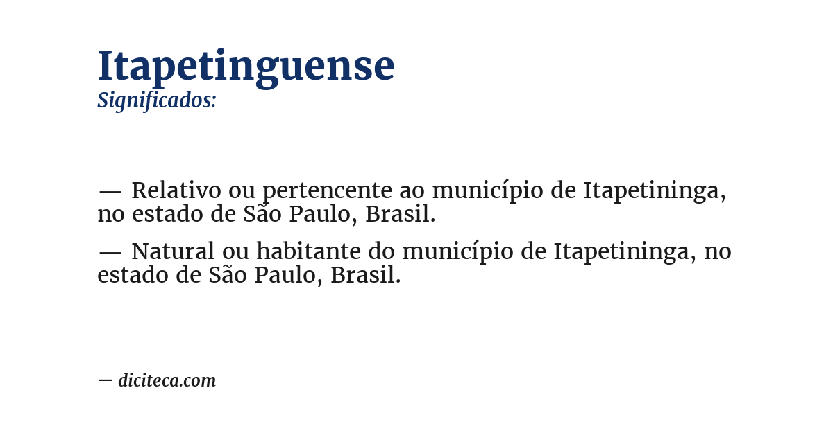 Significado de itapetinguense