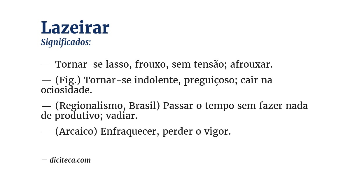 Significado de lazeirar