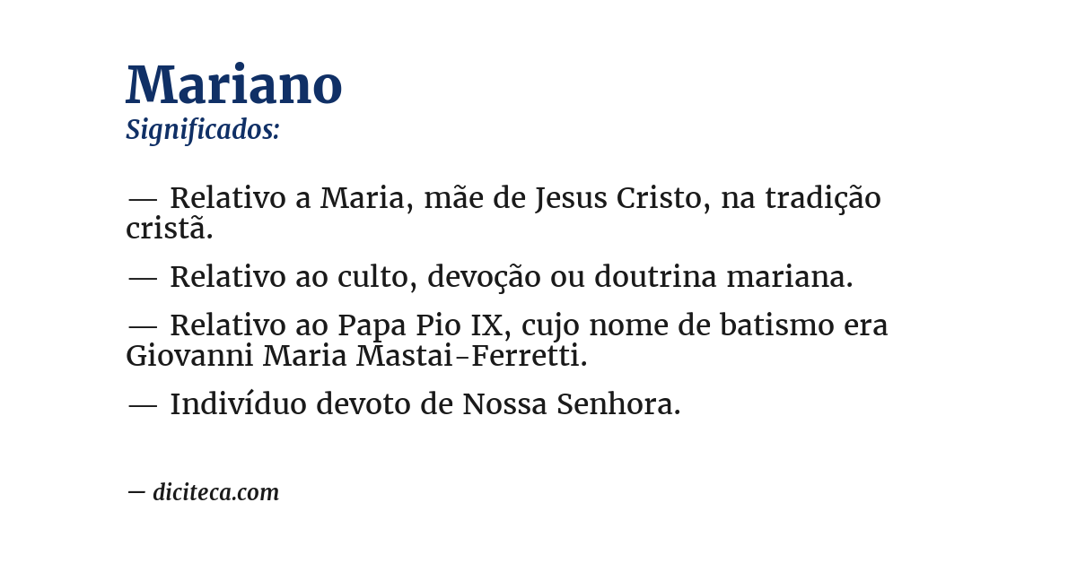 Significado de mariano