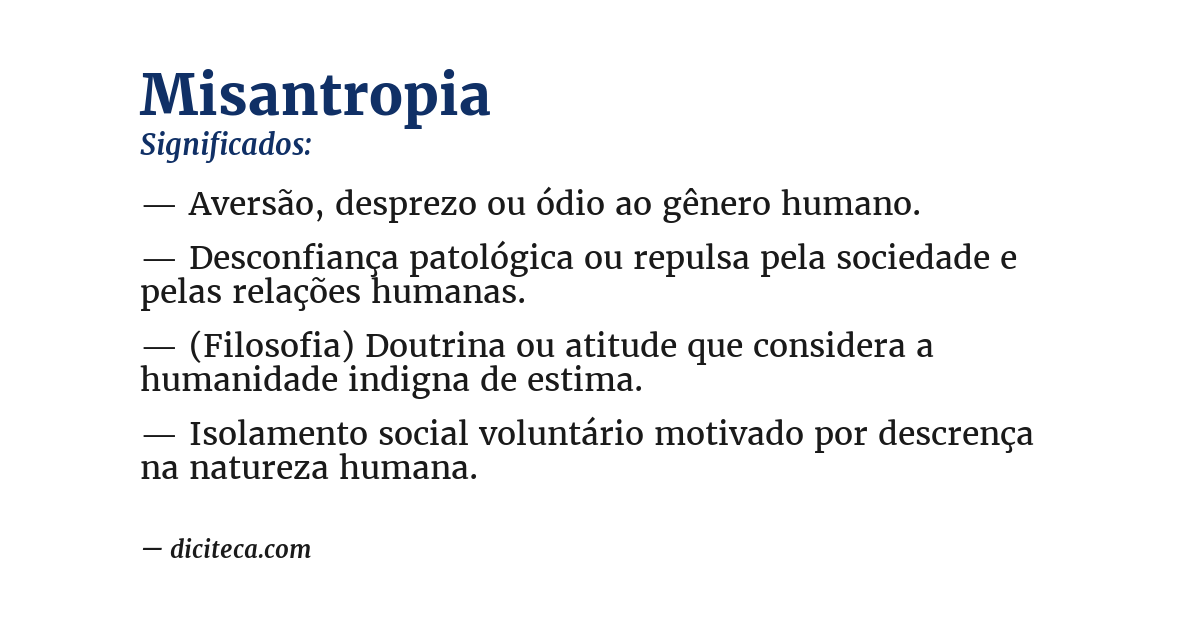 Significado de misantropia