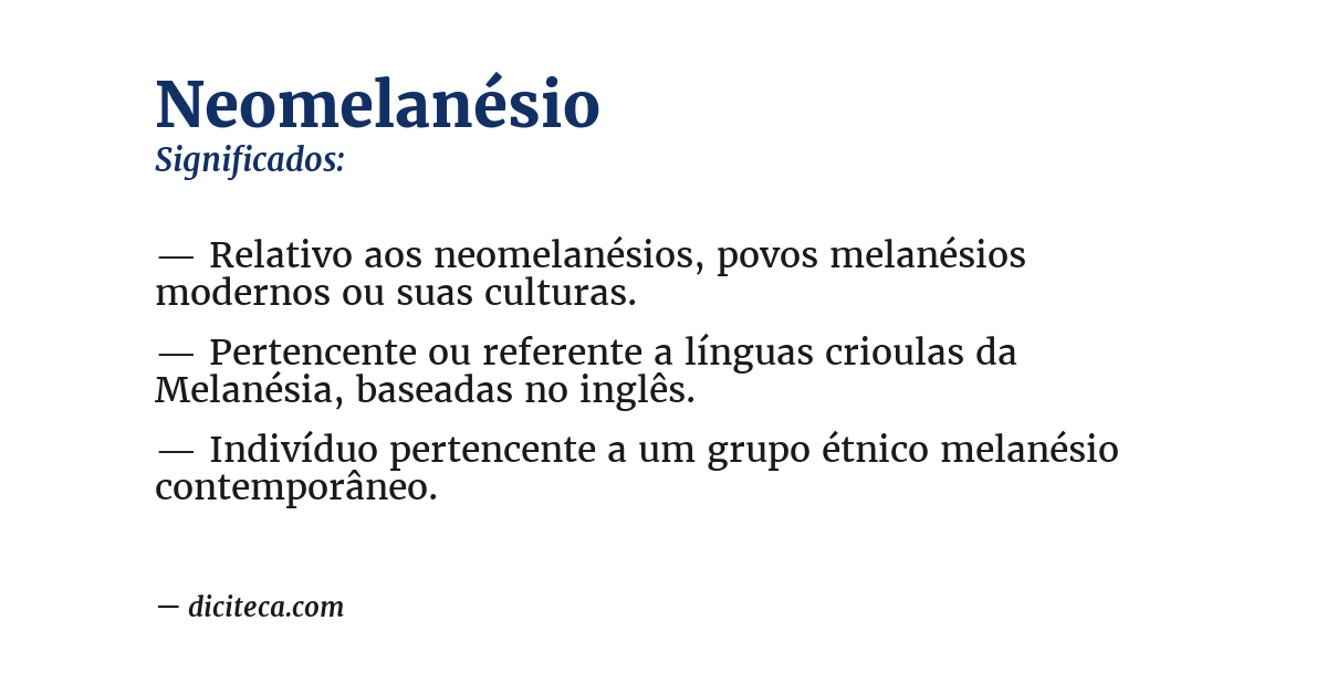 Significado de neomelanésio