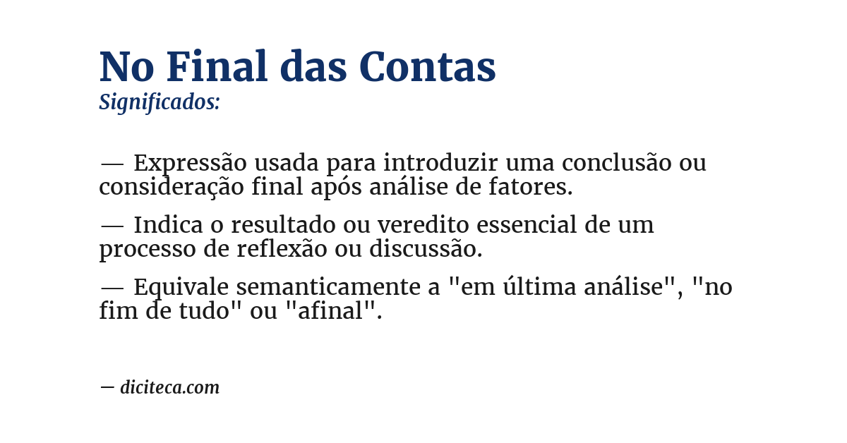 Significado de no final das contas