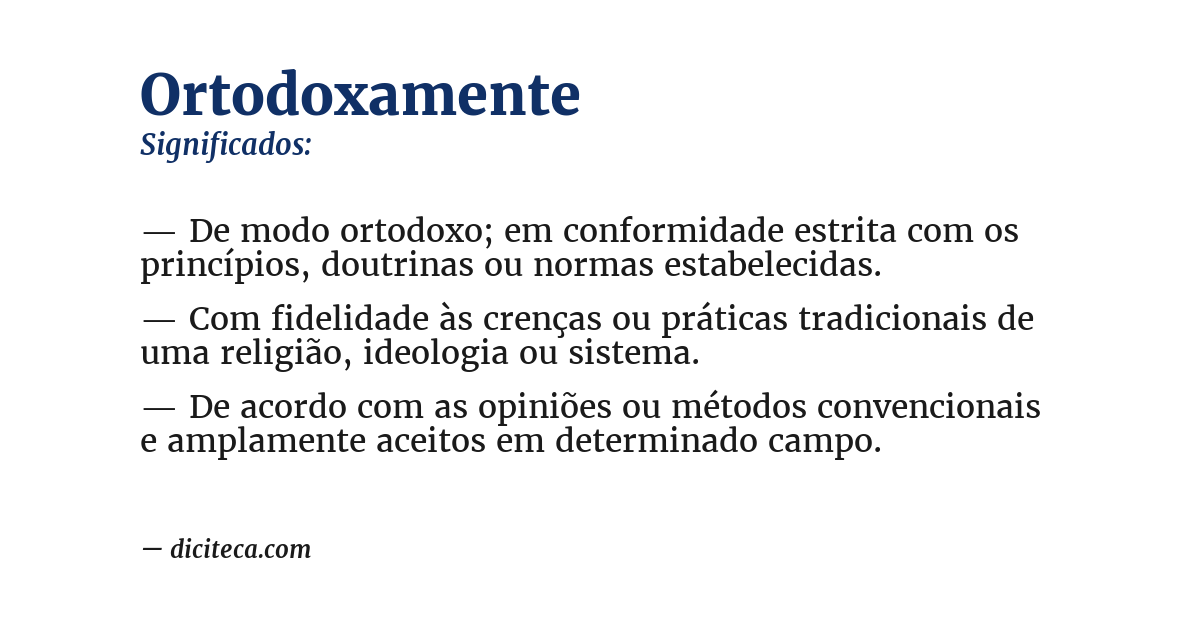 Significado de ortodoxamente