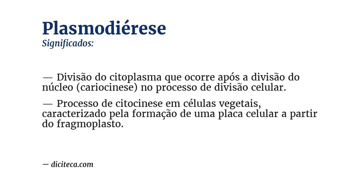 Significado de plasmodiérese