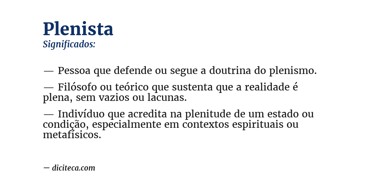 Significado de plenista