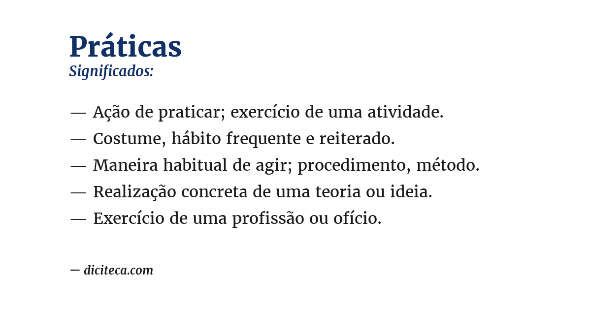 Significado de práticas