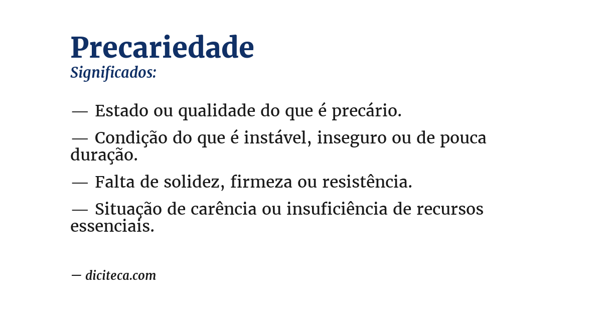 Significado de precariedade