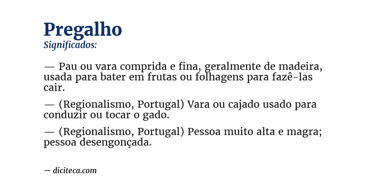 Significado de pregalho