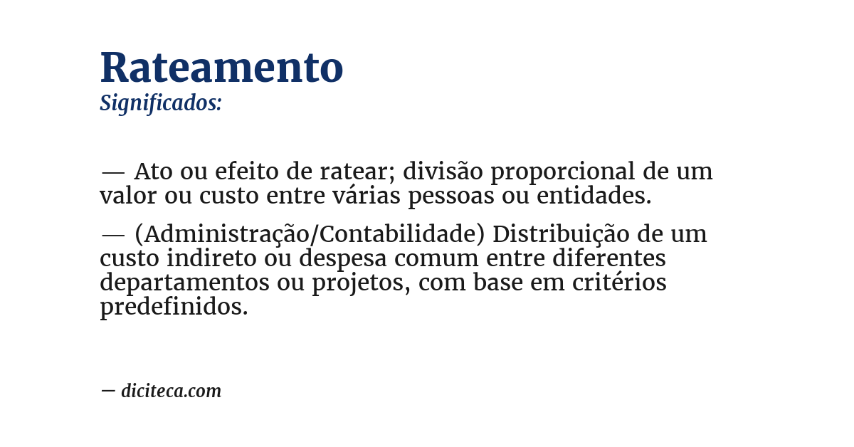Significado de rateamento