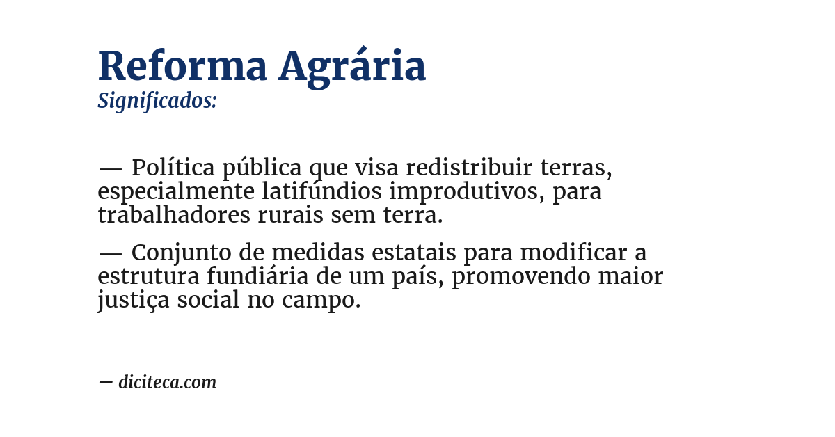 Significado de reforma agrária