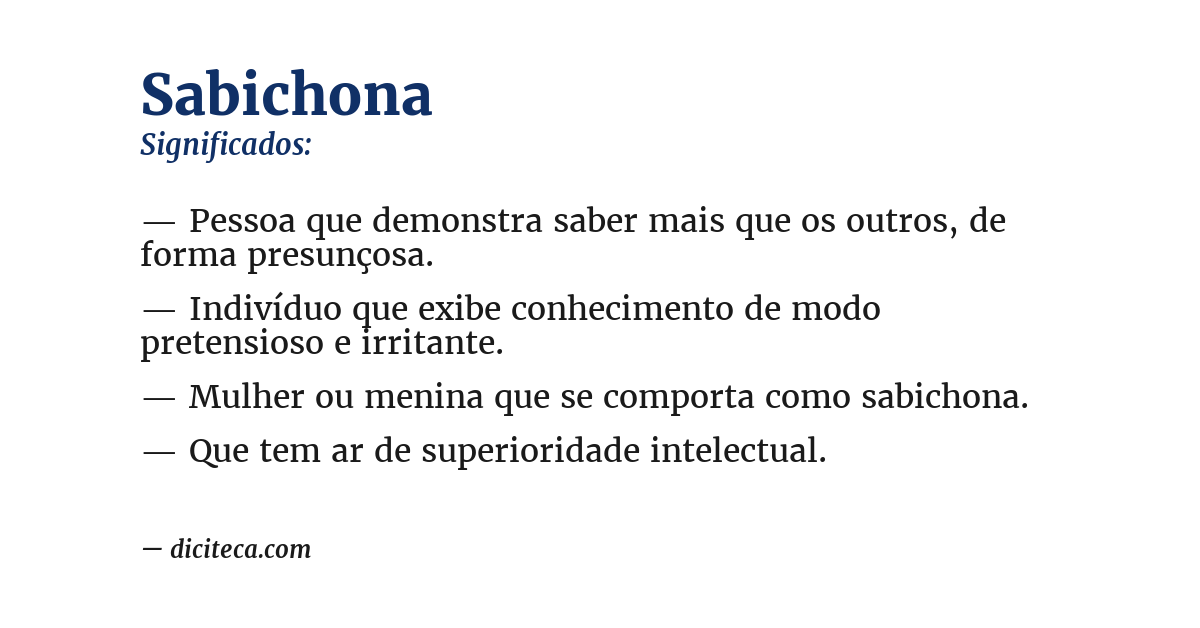 Significado de sabichona