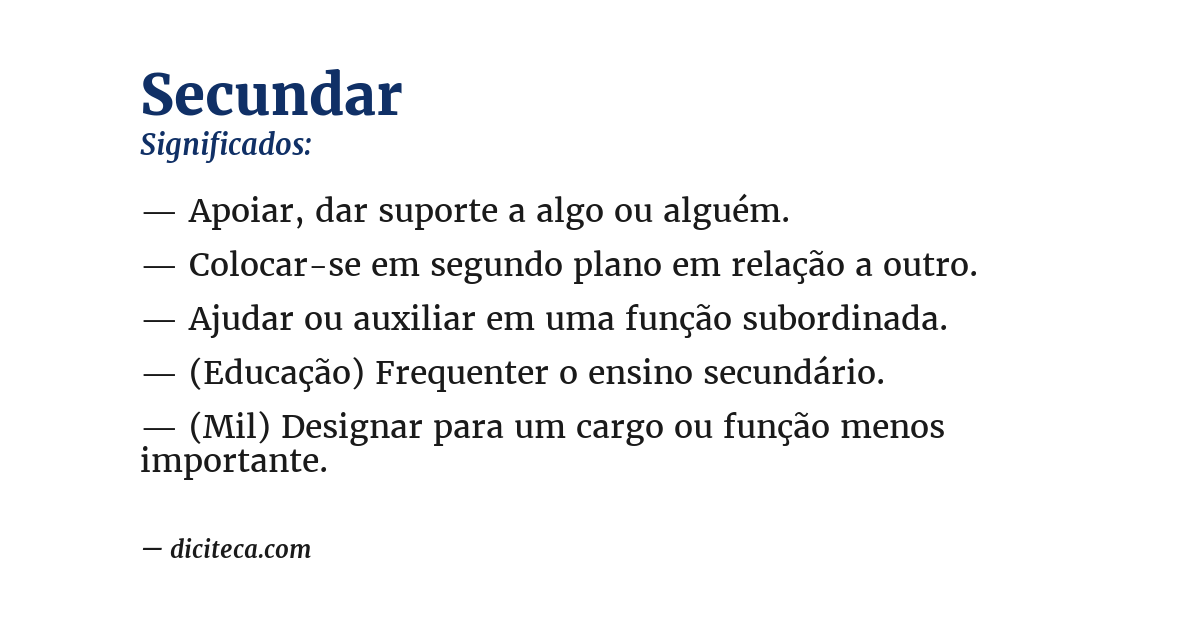 Significado de secundar