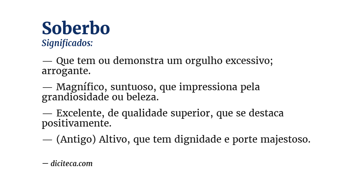 Significado de soberbo