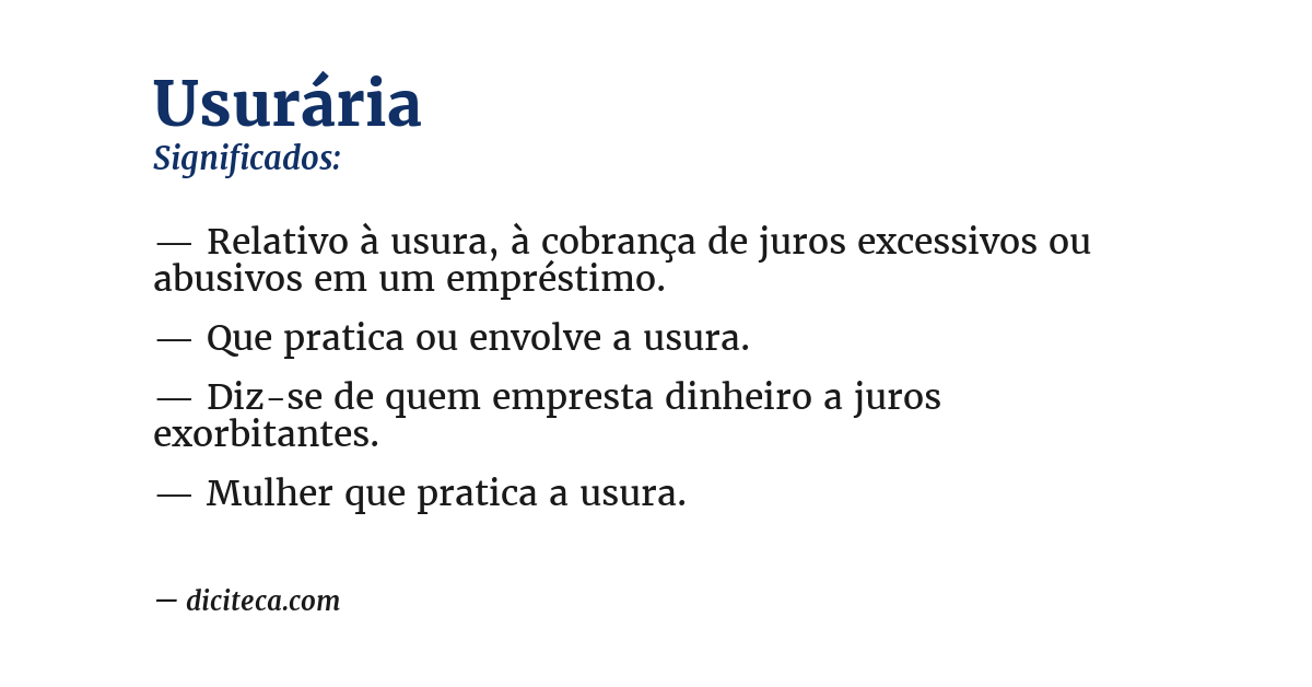 Significado de usurária