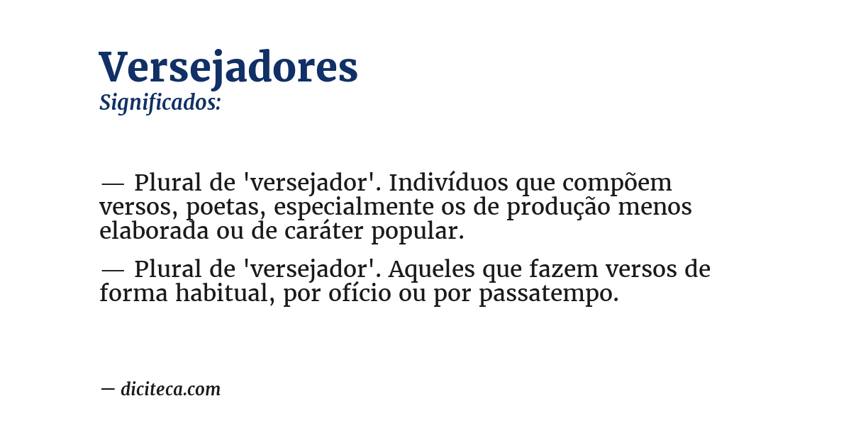 Significado de versejadores