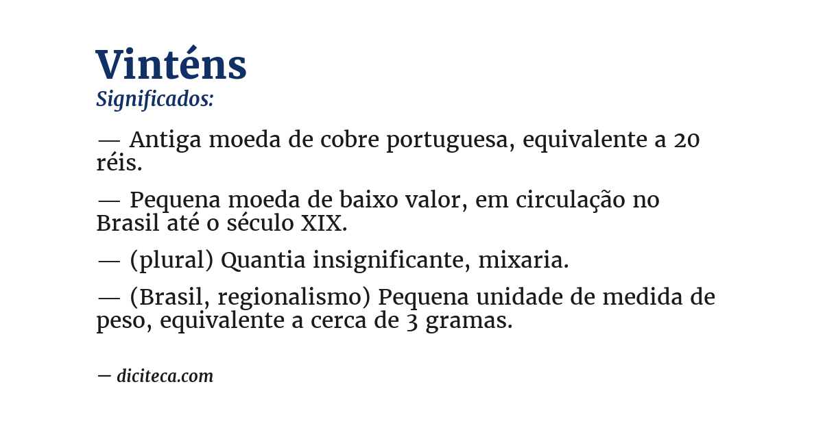 Significado de vinténs