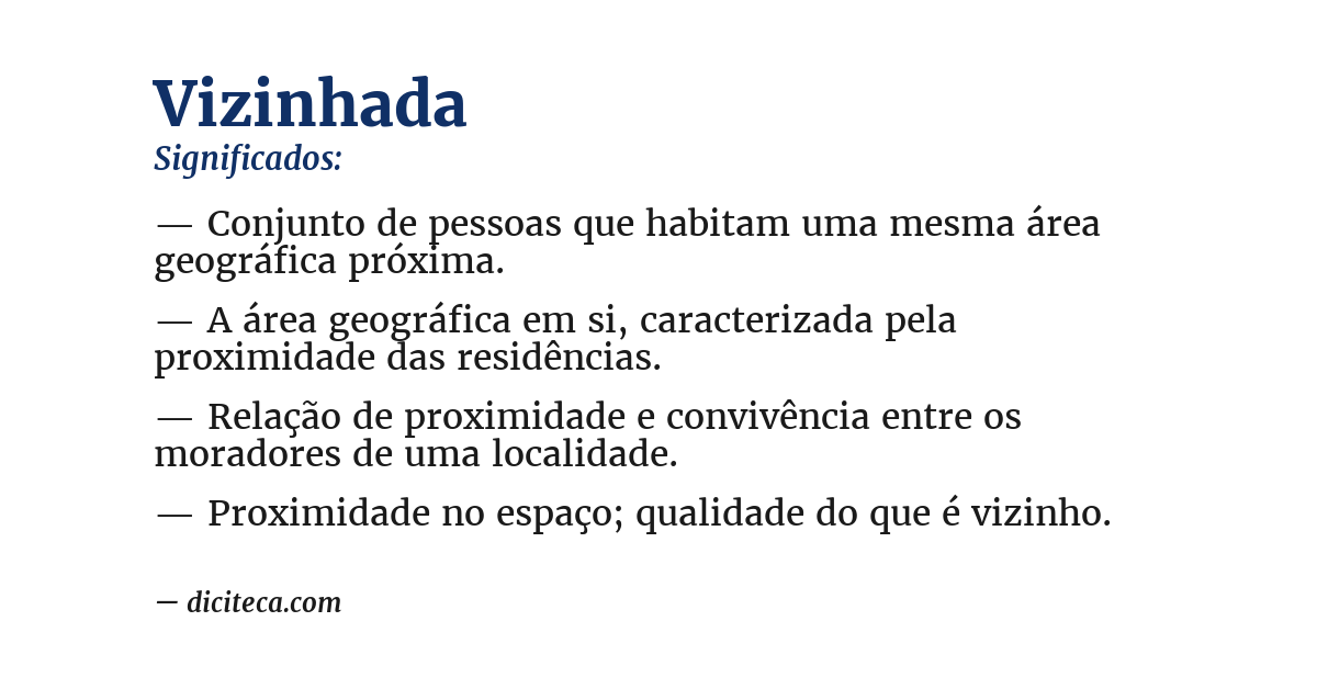 Significado de vizinhada