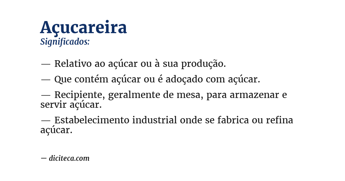 Significado de açucareira
