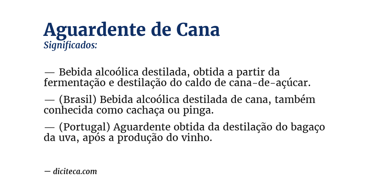 Significado de aguardente de cana