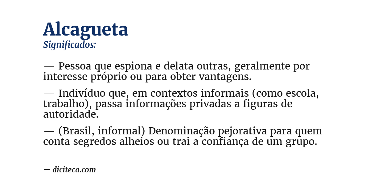 Significado de alcagueta