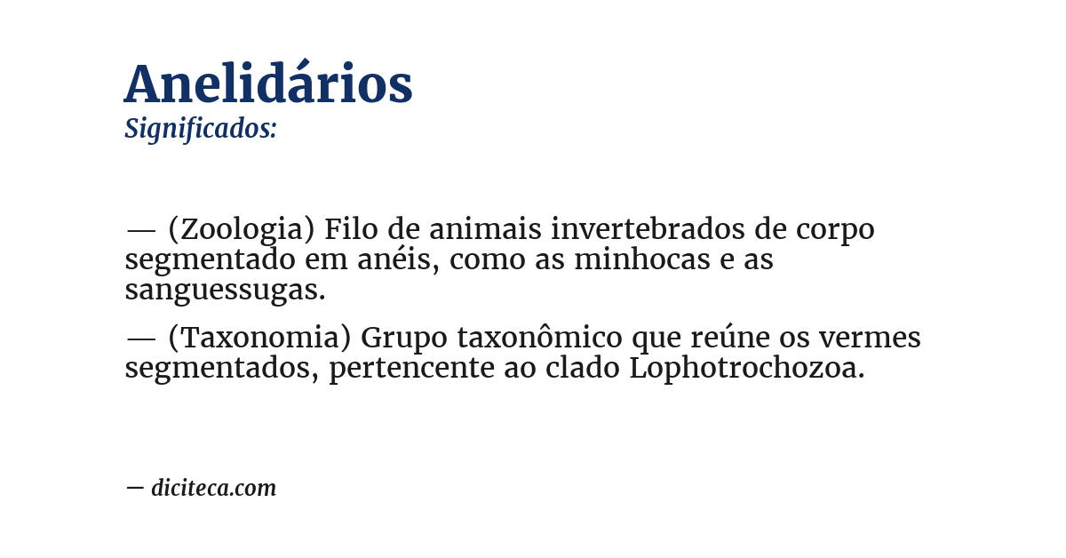 Significado de anelidários