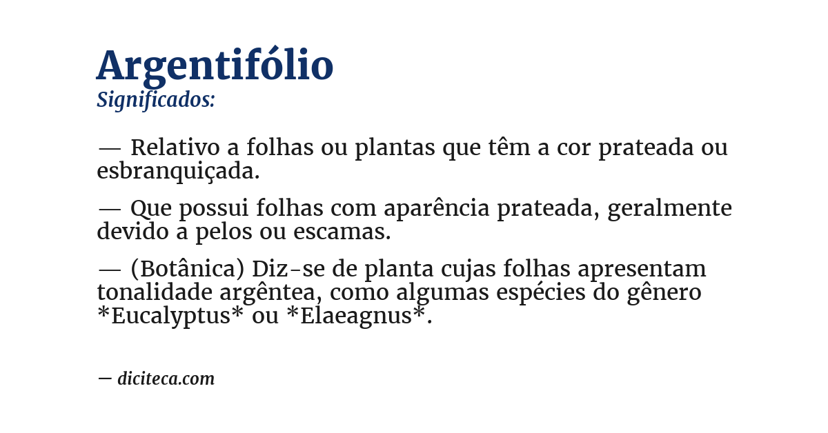 Significado de argentifólio