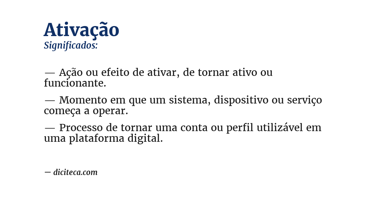 Significado de ativação